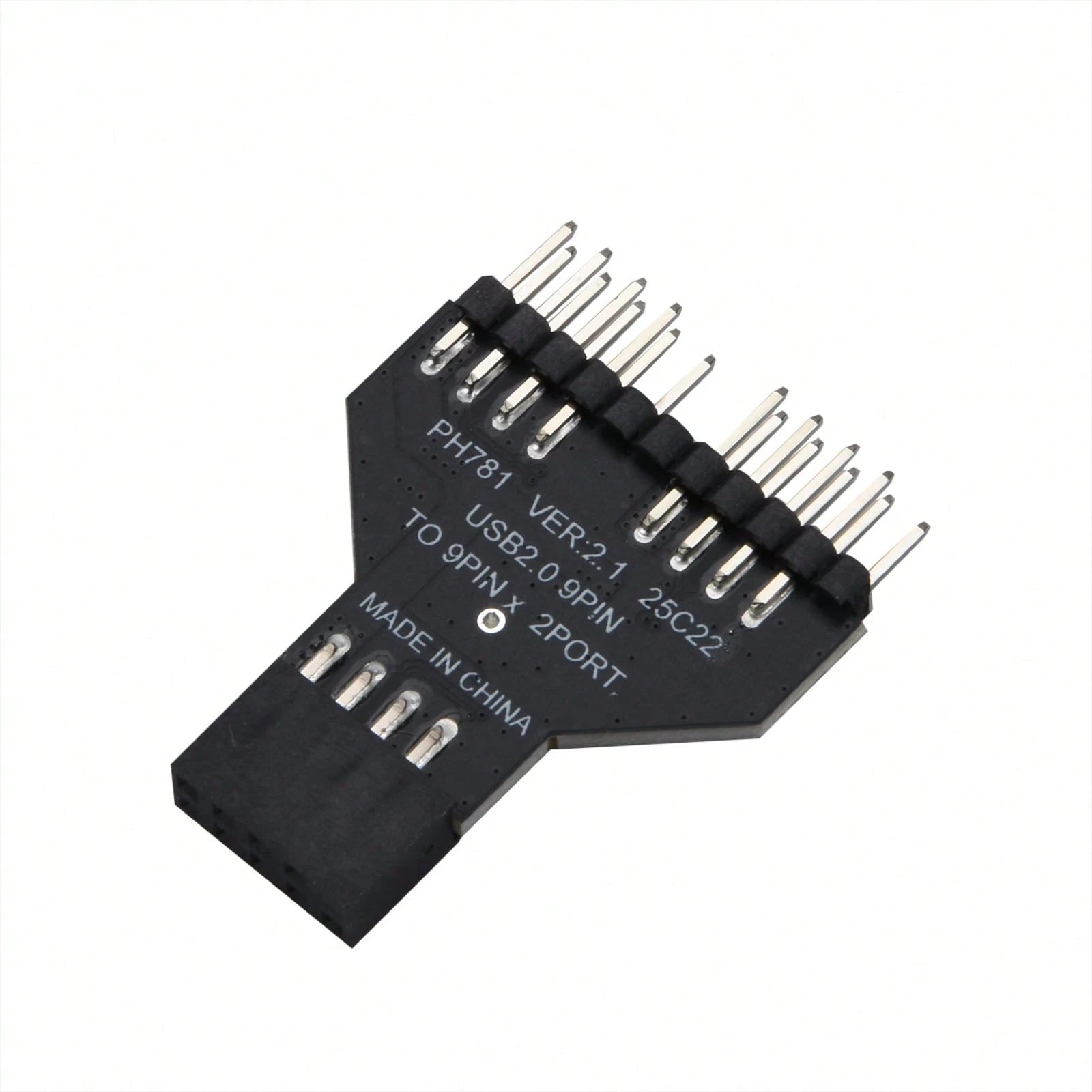 USB 2.0 9-Pin Female To 2 Male Header Splitter Adapter For PC Motherboard
