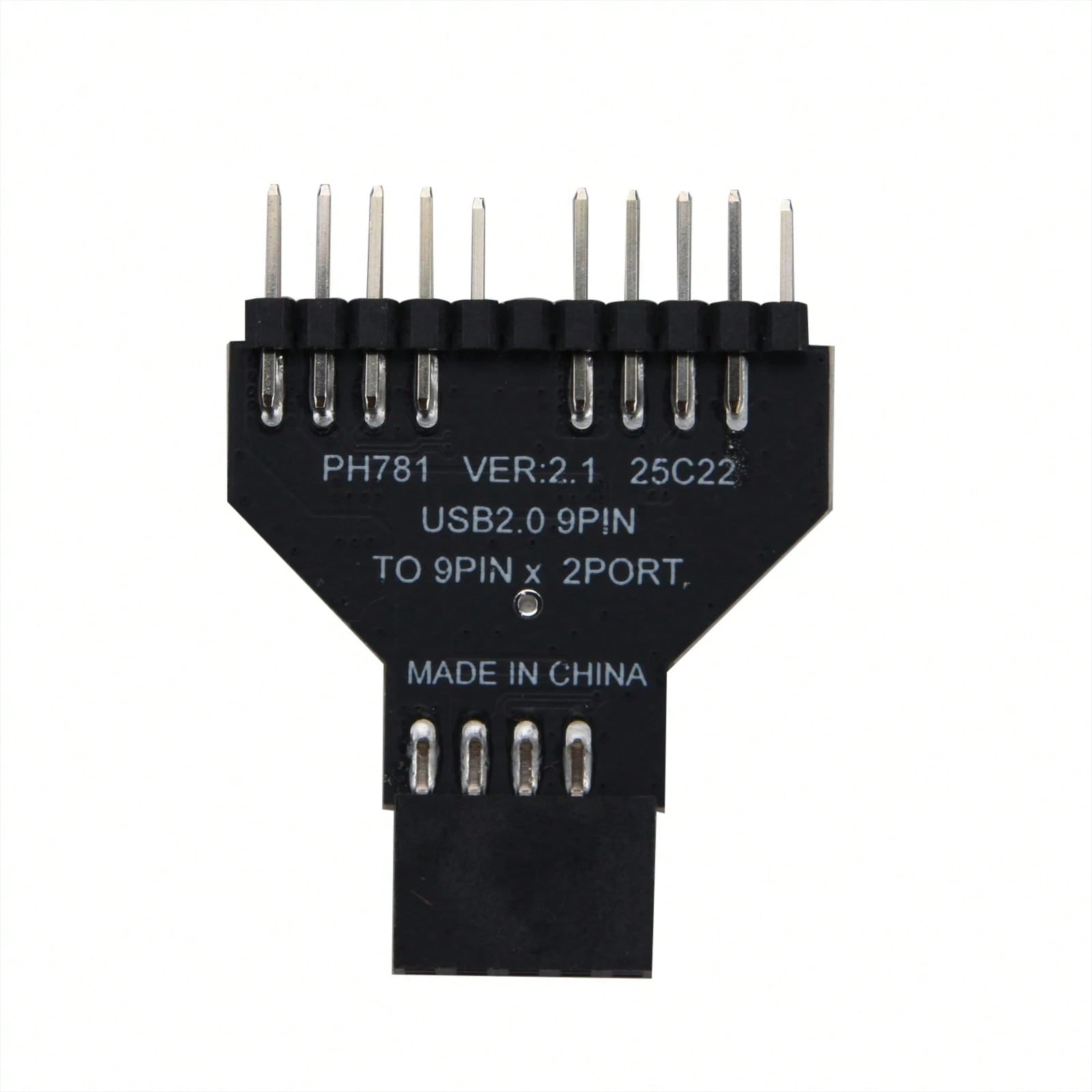USB 2.0 9-Pin Female To 2 Male Header Splitter Adapter For PC Motherboard