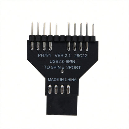 USB 2.0 9-Pin Female To 2 Male Header Splitter Adapter For PC Motherboard