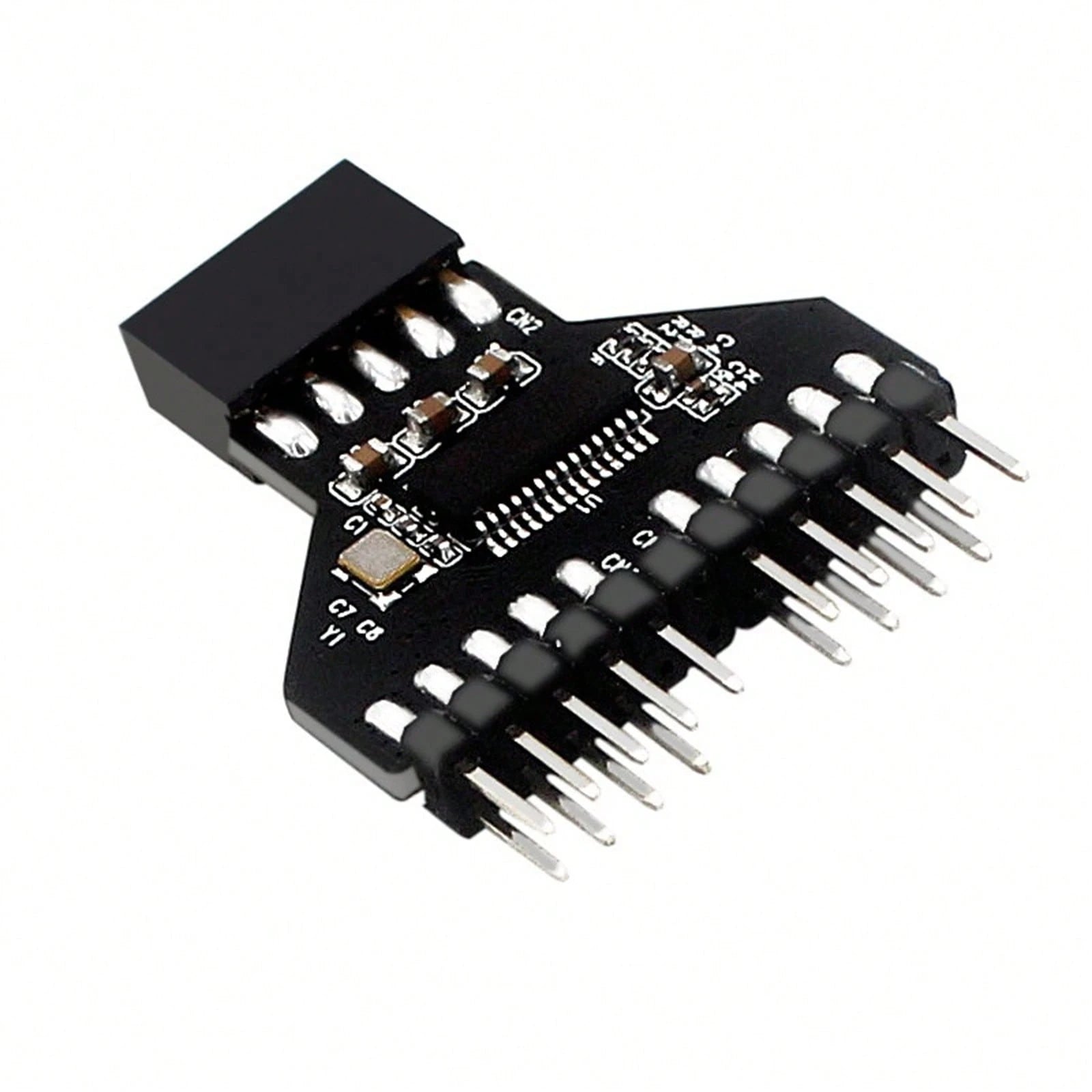 USB 2.0 9-Pin Female To 2 Male Header Splitter Adapter For PC Motherboard