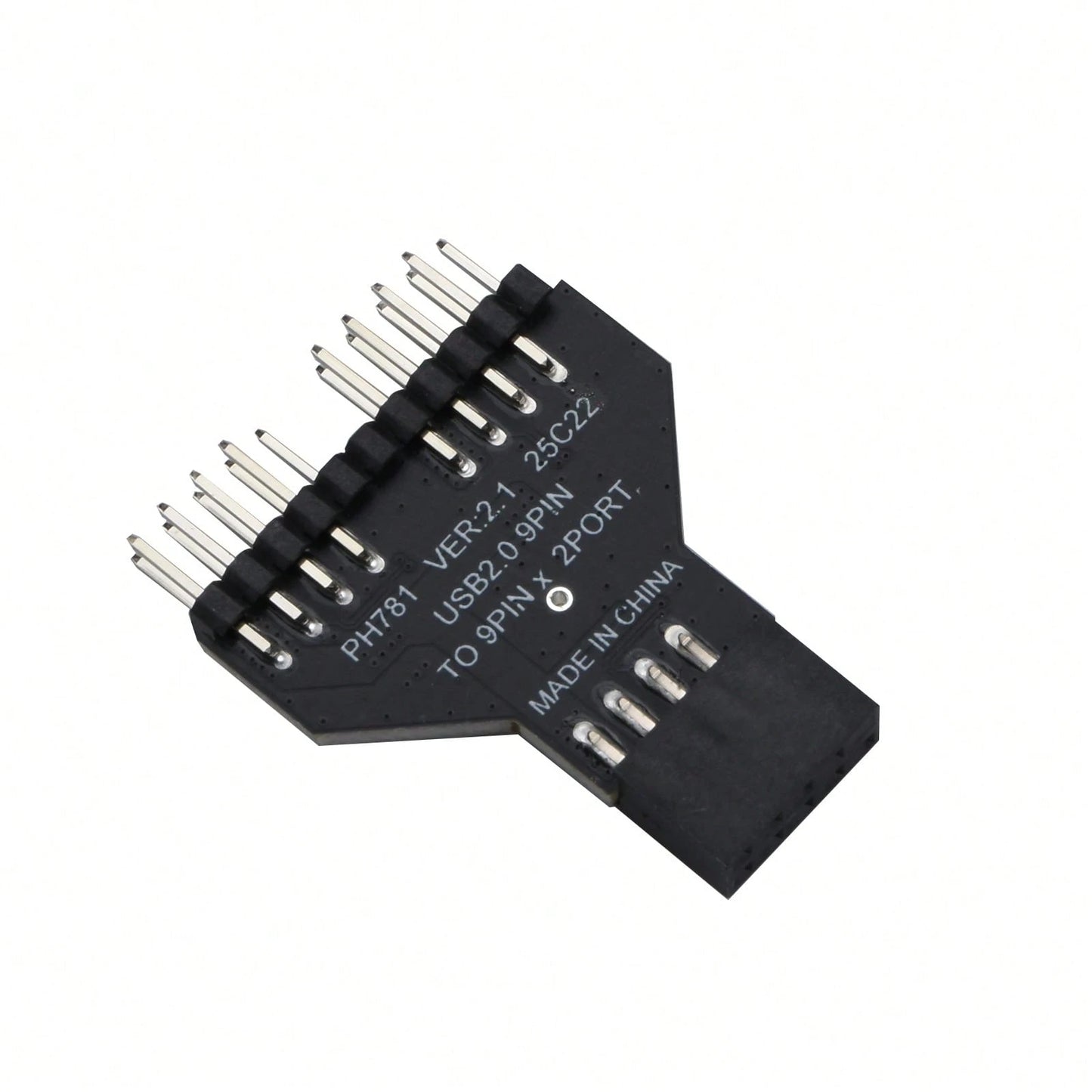 USB 2.0 9-Pin Female To 2 Male Header Splitter Adapter For PC Motherboard