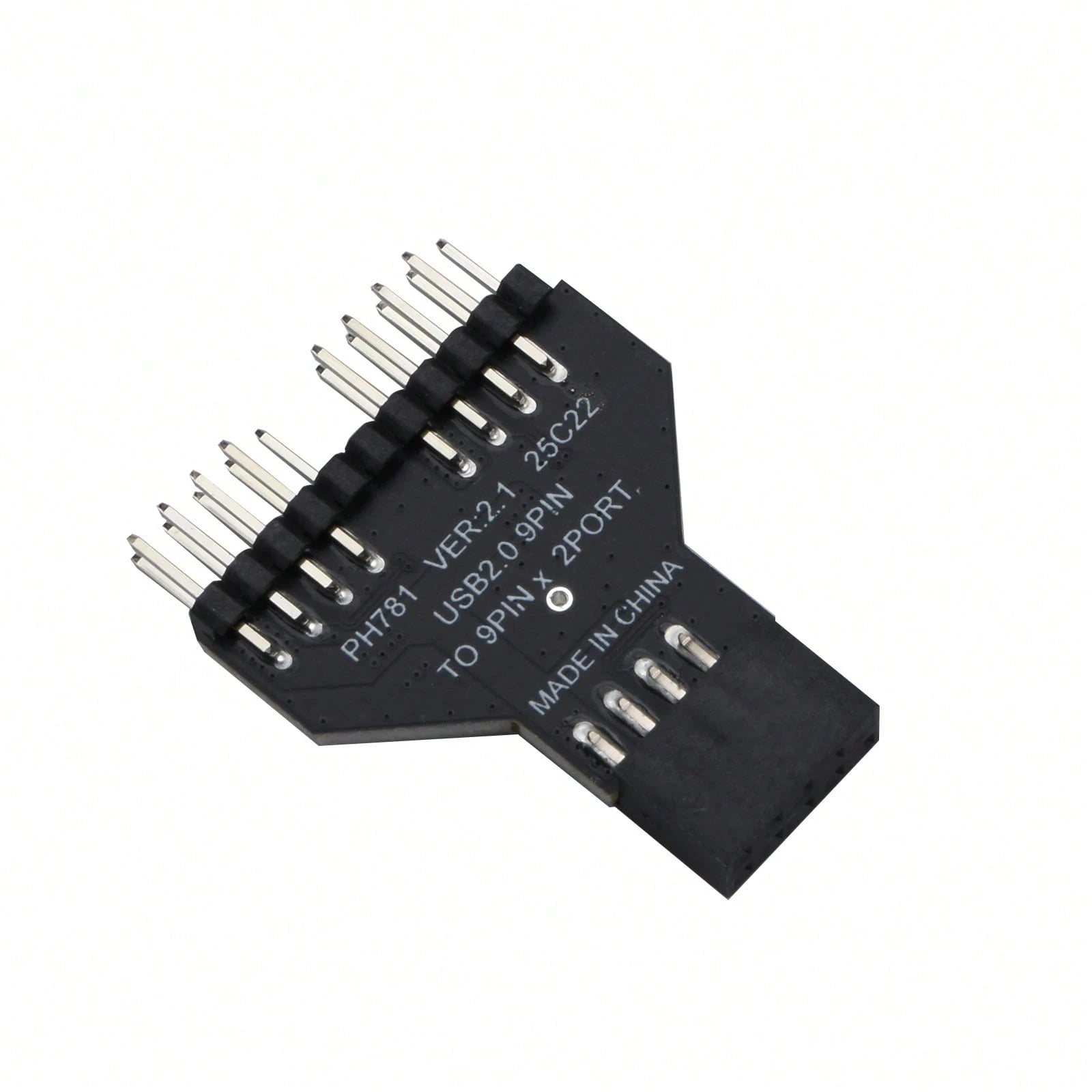 USB 2.0 9-Pin Female To 2 Male Header Splitter Adapter For PC Motherboard