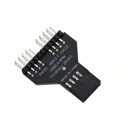 USB 2.0 9-Pin Female To 2 Male Header Splitter Adapter For PC Motherboard