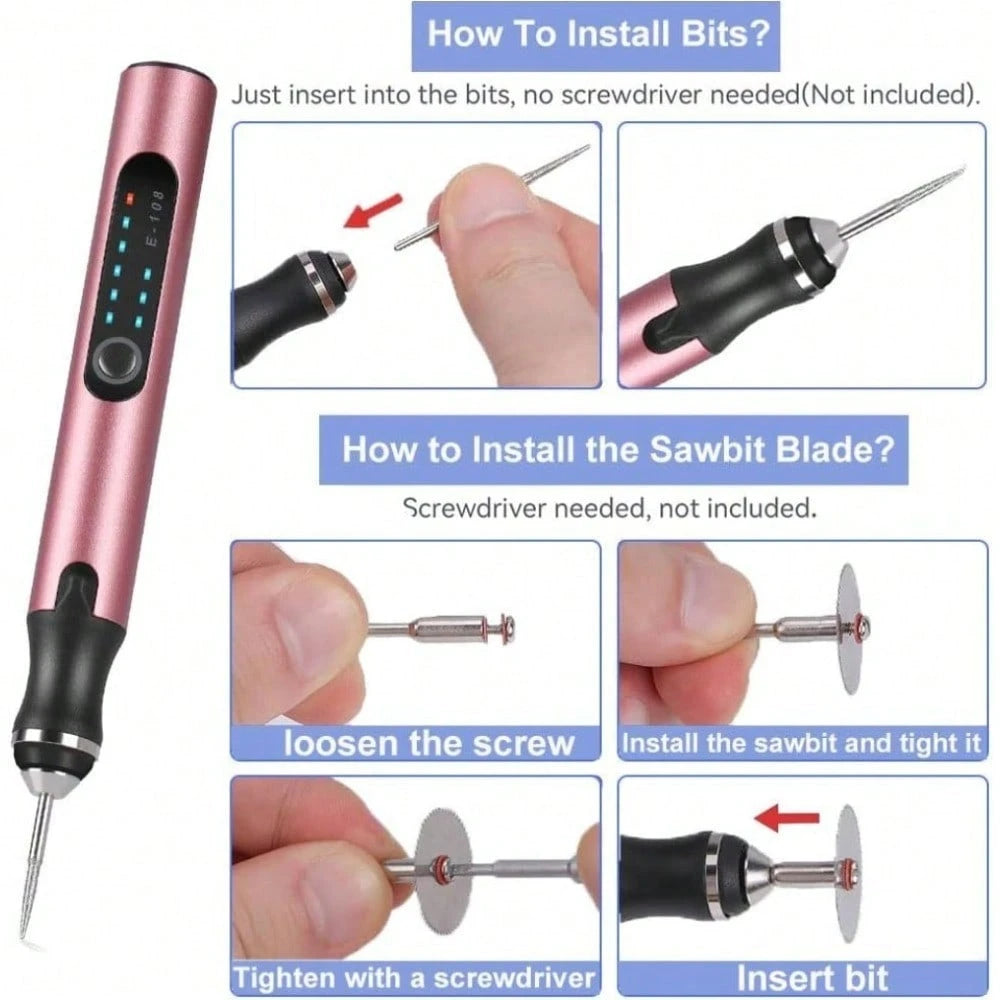 USB Rechargeable Custom Engraving Pen, Cordless Portable Tool For Metal Wood Glass And Plastic Electric Engraving Pen Kit Engraving Tool For Beginners