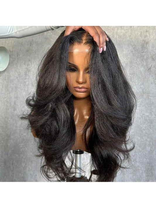 Uveous 250% Density 13x4 HD Lace Kinky Straight Wig 13X4 HD Lace Front Transparent Human Hair Wig Natural Hairline With Baby Hair Yaki Straight For Women Transparent Lace Wig