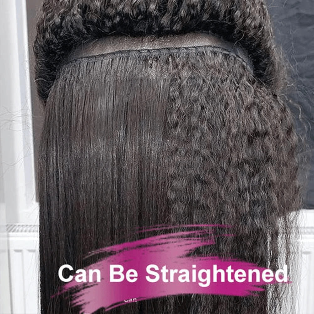 Uveous 250% Density 13x4 HD Lace Kinky Straight Wig 13X4 HD Lace Front Transparent Human Hair Wig Natural Hairline With Baby Hair Yaki Straight For Women Transparent Lace Wig