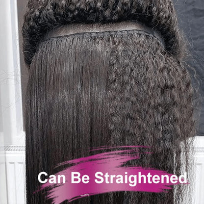 Uveous 250% Density 13x4 HD Lace Kinky Straight Wig 13X4 HD Lace Front Transparent Human Hair Wig Natural Hairline With Baby Hair Yaki Straight For Women Transparent Lace Wig