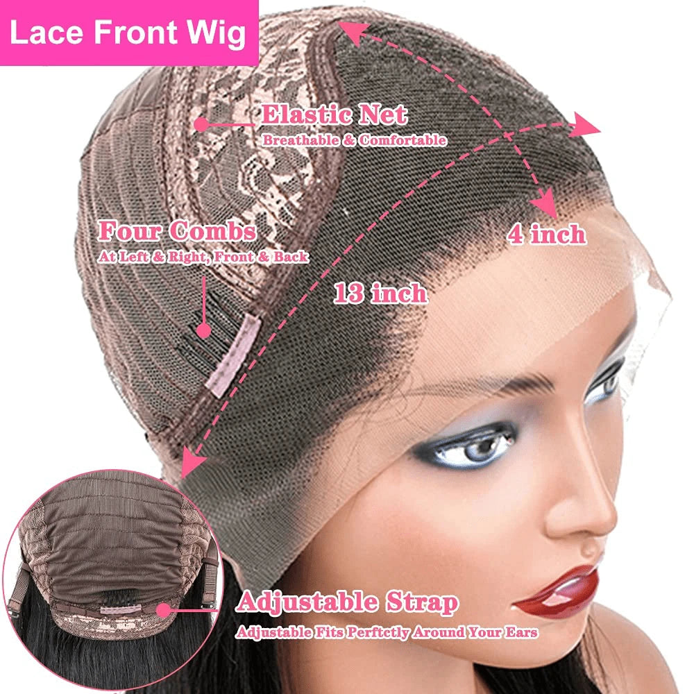 Uveous 250% Density 13x4 HD Lace Kinky Straight Wig 13X4 HD Lace Front Transparent Human Hair Wig Natural Hairline With Baby Hair Yaki Straight For Women Transparent Lace Wig