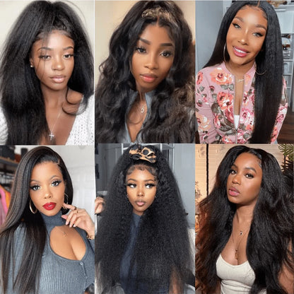 Uveous 250% Density 13x4 HD Lace Kinky Straight Wig 13X4 HD Lace Front Transparent Human Hair Wig Natural Hairline With Baby Hair Yaki Straight For Women Transparent Lace Wig