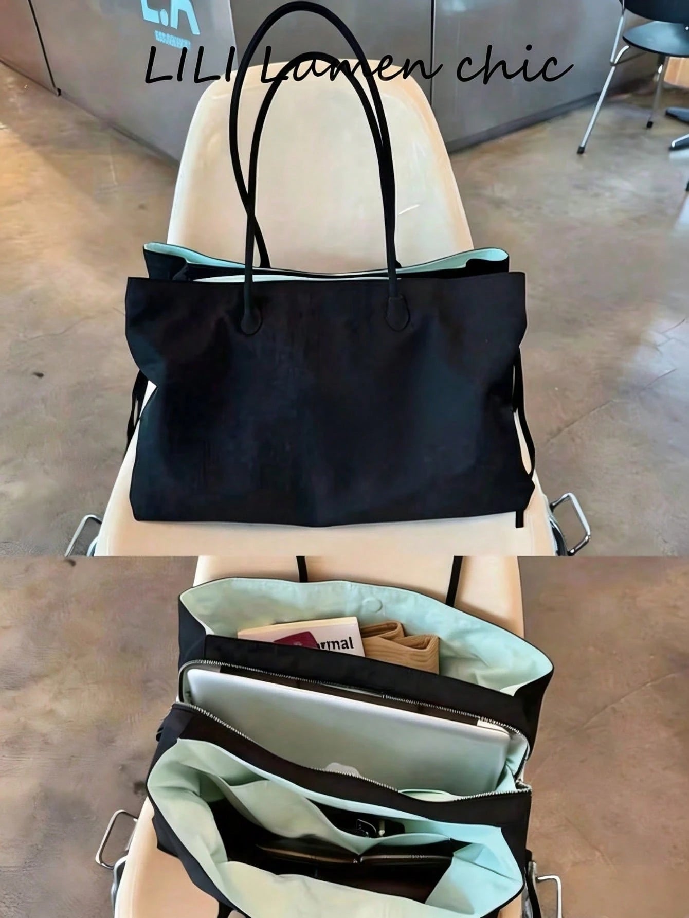 Vacation Style Tote Bag, Contrasting Lining With Distinct Layering, Dual Zipper Compartment Design For Organized Storage, Side Drawstring To Customize Bag Silhouette, Suitable For Teachers, Moms, Stud