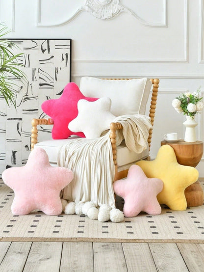 Valentine's Day Decorative Pillow Adorable Star-Shaped Plush Pillow Soft Faux Rabbit Fur Pillow For Sofa, Bedroom, And Living Room Valentine's Day And New Year Home Decor, Valentine's Day Gift For You