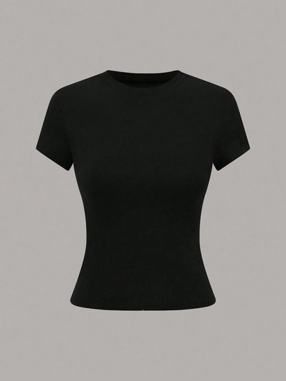 valorelle valorelle Women's Casual Round Neck Short Sleeve Comfortable T-Shirt, Versatile For Daily Wear, Summer