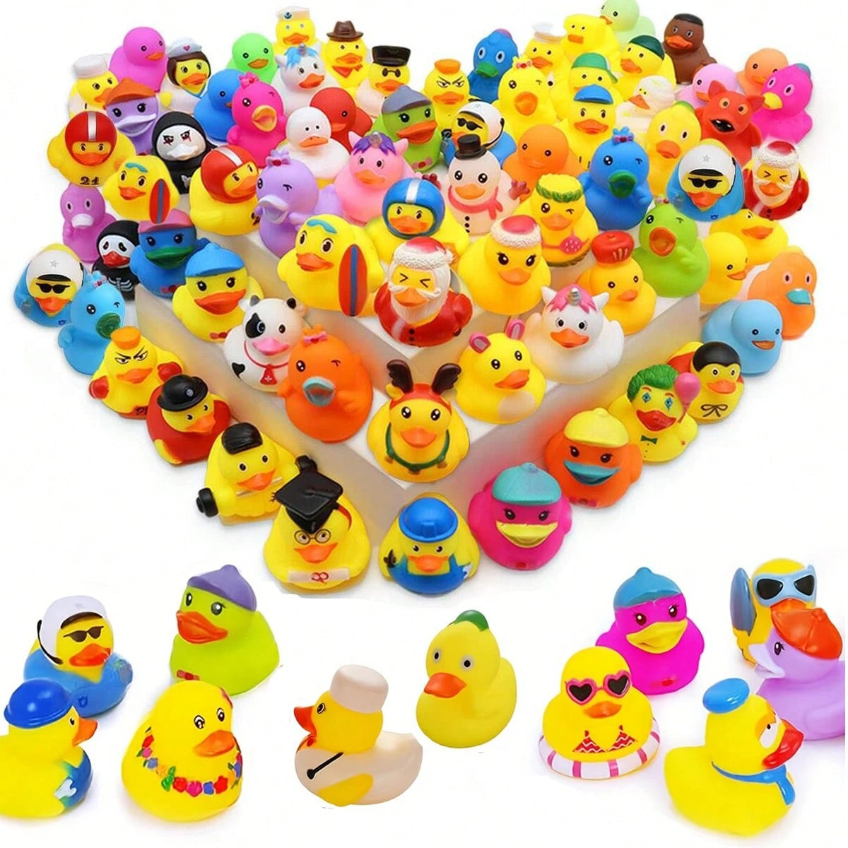 Various Cute Cartoon Duck Theme Decorations, Pool Beach Decor, Duck Party Centerpiece, Toddler Baby Bath Toys Mini Duck, Children Bathtub Pool Toys, Birthday Gift Party Favors, Suitable For School, Ha