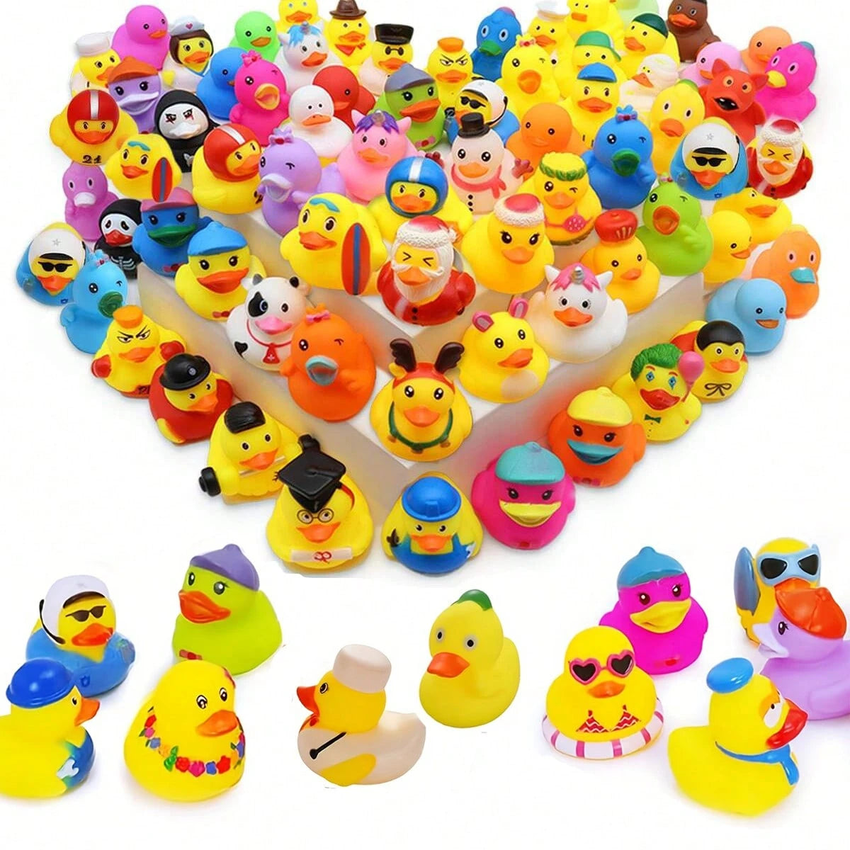 Various Cute Cartoon Duck Theme Decorations, Pool Beach Decor, Duck Party Centerpiece, Toddler Baby Bath Toys Mini Duck, Children Bathtub Pool Toys, Birthday Gift Party Favors, Suitable For School, Ha