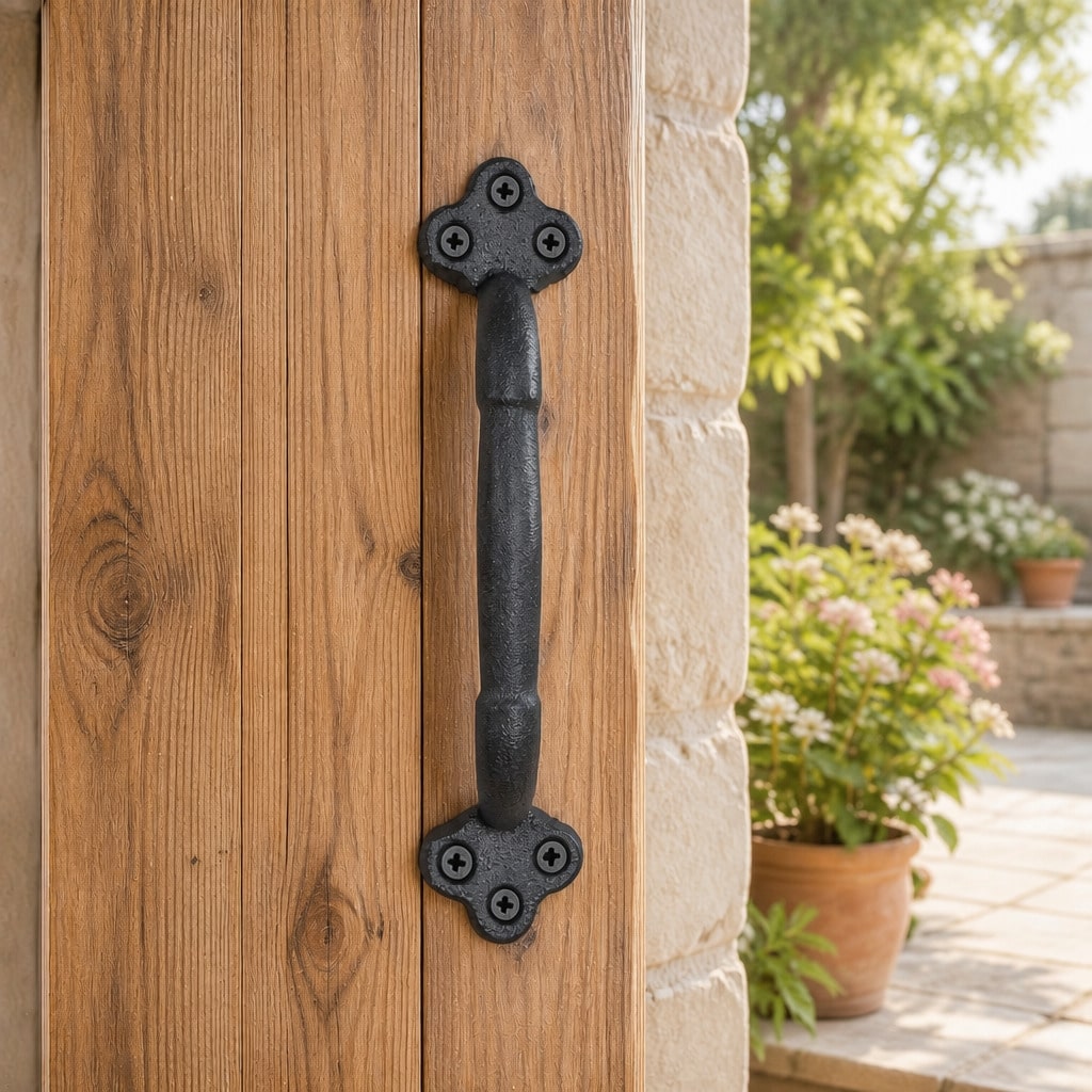 VingeGa 22.5cm Cast Iron Sliding Barn Door Handle, Vintage Metal Long Door Pull Handle, Rustic Style Door Handle, Suitable For Indoor Cabinets, Drawers, Outdoor Garage And Closet- Heavy Duty Durable