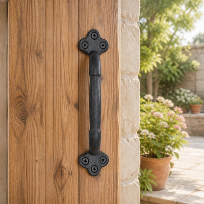VingeGa 22.5cm Cast Iron Sliding Barn Door Handle, Vintage Metal Long Door Pull Handle, Rustic Style Door Handle, Suitable For Indoor Cabinets, Drawers, Outdoor Garage And Closet- Heavy Duty Durable
