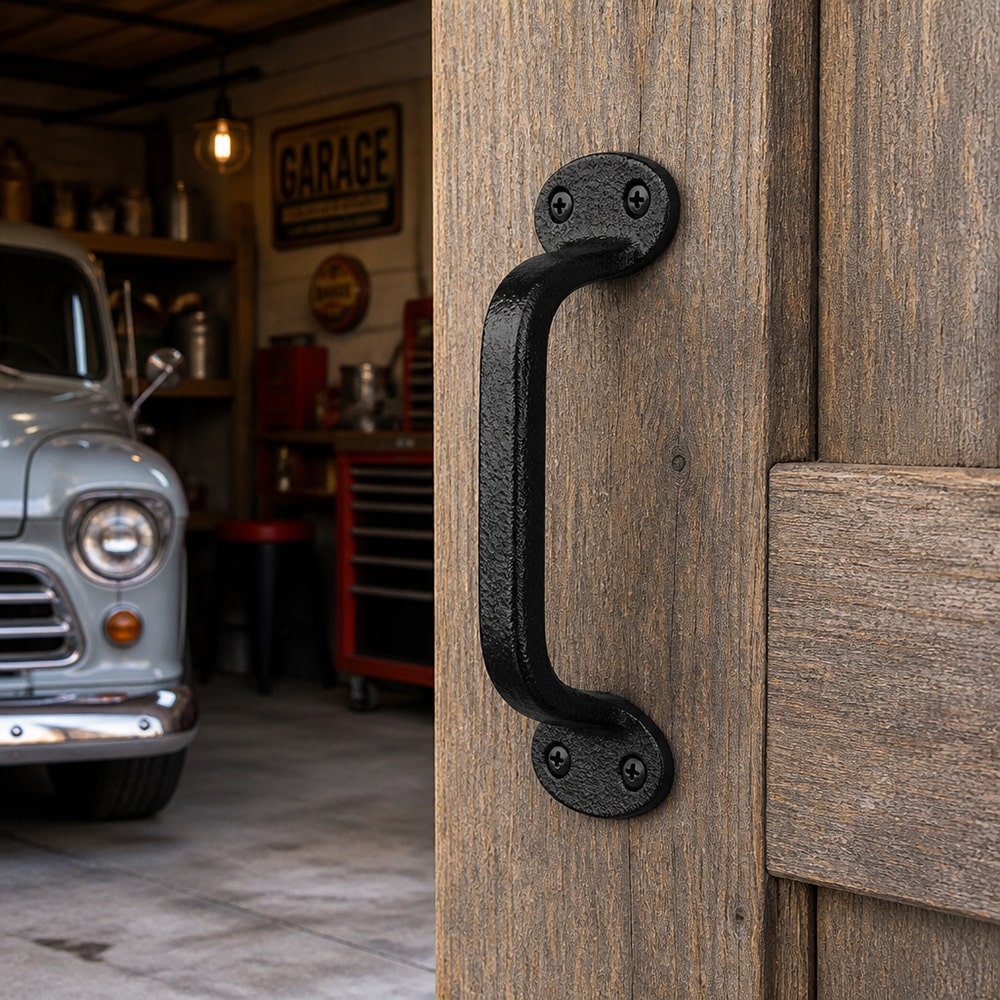 VingeGa 22.5cm Cast Iron Sliding Barn Door Handle, Vintage Metal Long Door Pull Handle, Rustic Style Door Handle, Suitable For Indoor Cabinets, Drawers, Outdoor Garage And Closet- Heavy Duty Durable