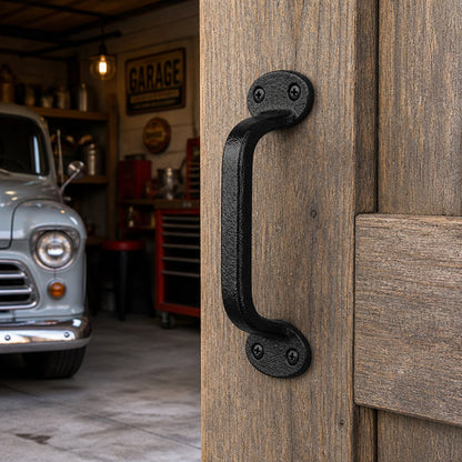VingeGa 22.5cm Cast Iron Sliding Barn Door Handle, Vintage Metal Long Door Pull Handle, Rustic Style Door Handle, Suitable For Indoor Cabinets, Drawers, Outdoor Garage And Closet- Heavy Duty Durable