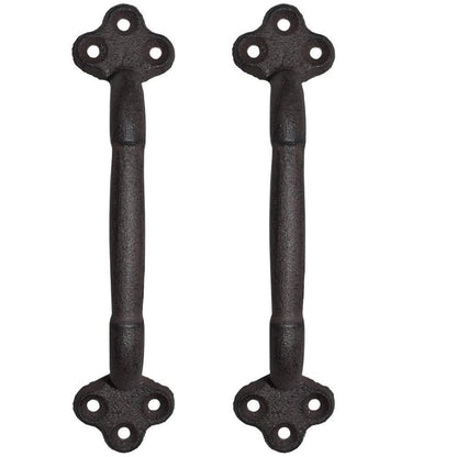 VingeGa 22.5cm Cast Iron Sliding Barn Door Handle, Vintage Metal Long Door Pull Handle, Rustic Style Door Handle, Suitable For Indoor Cabinets, Drawers, Outdoor Garage And Closet- Heavy Duty Durable