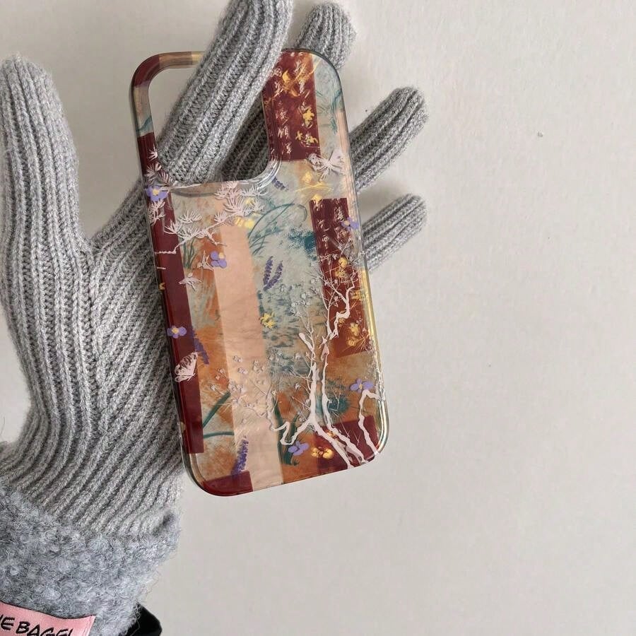 Vintage Ink Painting Pattern Double-Layer Printed Phone Case Compatible With Apple 17 Pro Max/ 16 Pro Max/15 Pro Max/14 Pro/13 Pro/12