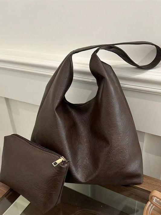 Vintage Large Capacity Solid Color Women's Shoulder Bag, Multifunctional Crossbody Bag, Women's Shoulder Bag, Large Capacity Crossbody Tote, Casual Work Bag