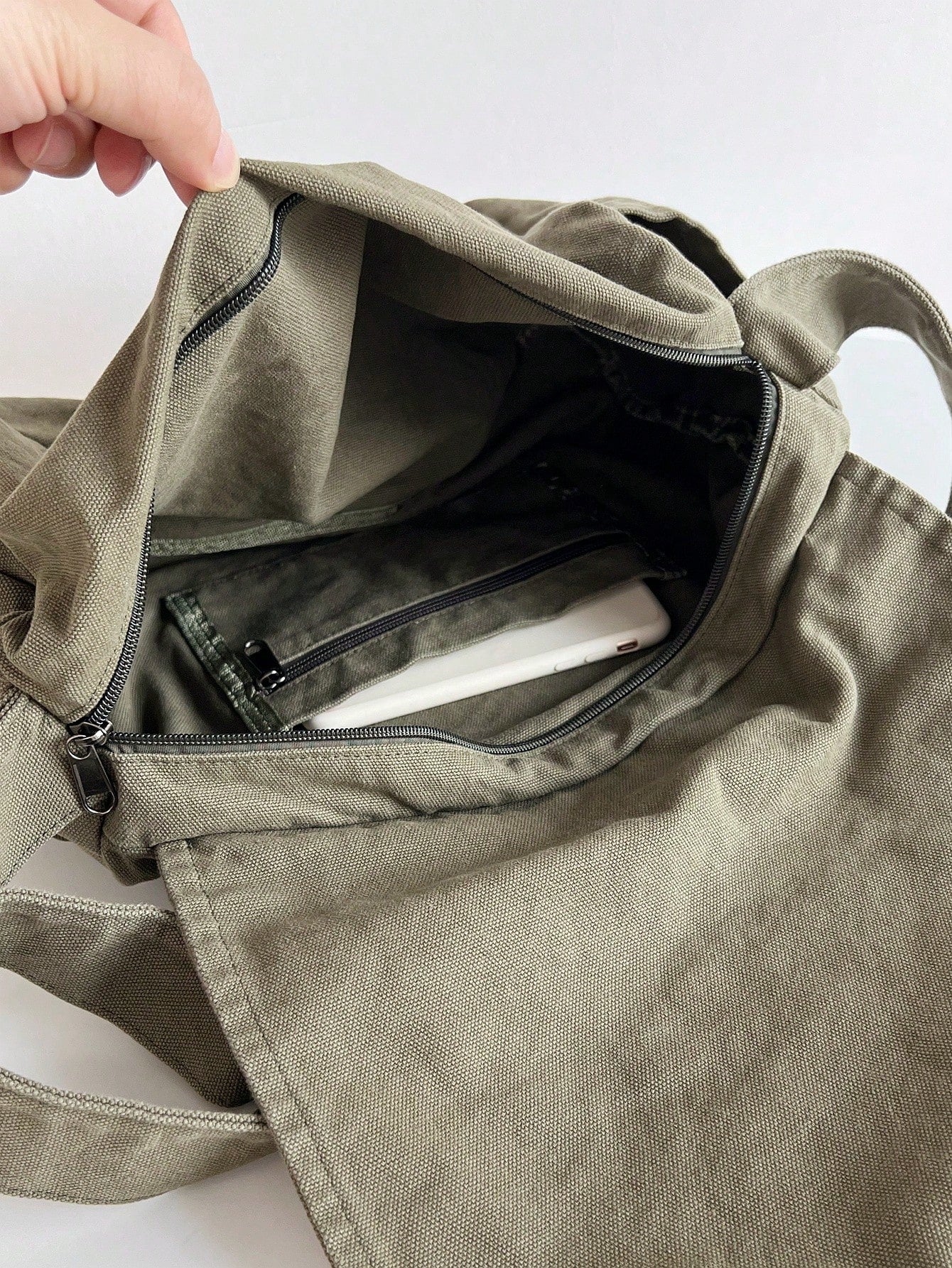 Vintage Minimalist Flap Crossbody Bag, Thick Washed Canvas Bag Green, Beach, Summer Outfits