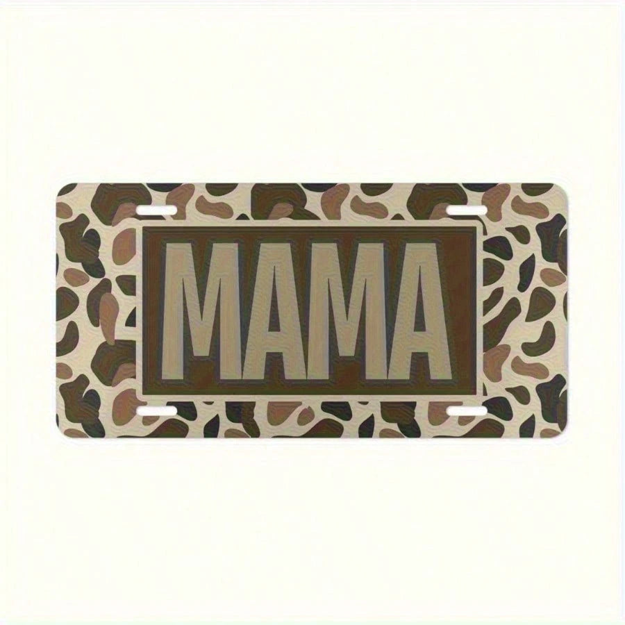 [Vintage Mom License Plate] Vintage Mom License Plate- Heavy Duty 6x12 Inch SUV & Truck Decorative Tag| Brown Black White Camouflage Design, Easy To Install Car Decoration For Mothers, Farmhouse, Ru