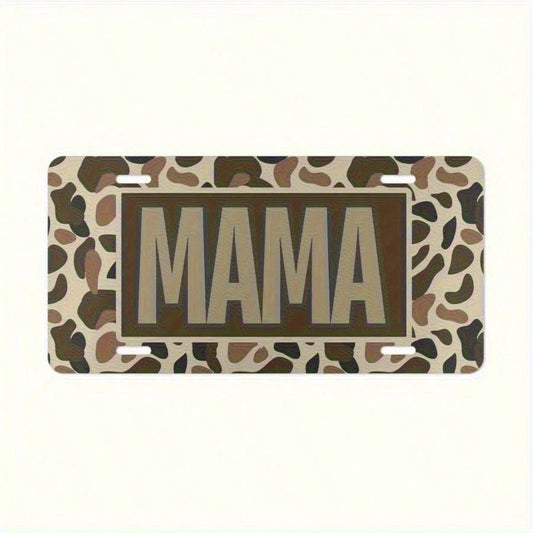 [Vintage Mom License Plate] Vintage Mom License Plate- Heavy Duty 6x12 Inch SUV & Truck Decorative Tag| Brown Black White Camouflage Design, Easy To Install Car Decoration For Mothers, Farmhouse, Ru