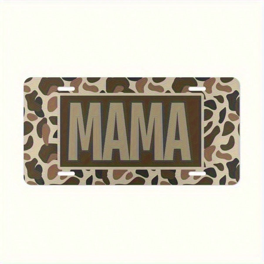 [Vintage Mom License Plate] Vintage Mom License Plate- Heavy Duty 6x12 Inch SUV & Truck Decorative Tag| Brown Black White Camouflage Design, Easy To Install Car Decoration For Mothers, Farmhouse, Ru
