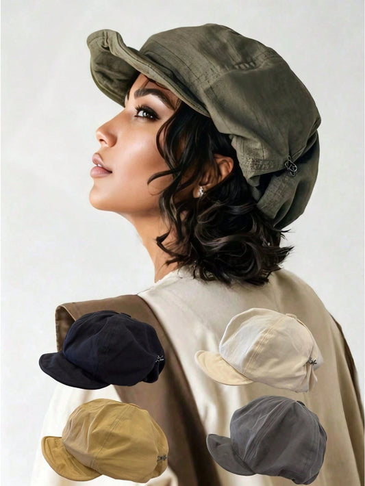Vintage Newsboy Cap, Face-Flattering Design, Casual Versatile, Women's Essential Vintage Artistic Accessory, Breathable And Comfortable, Artist Style