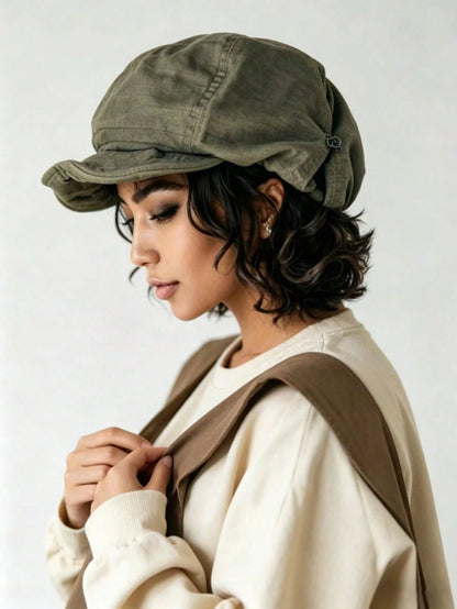 Vintage Newsboy Cap, Face-Flattering Design, Casual Versatile, Women's Essential Vintage Artistic Accessory, Breathable And Comfortable, Artist Style