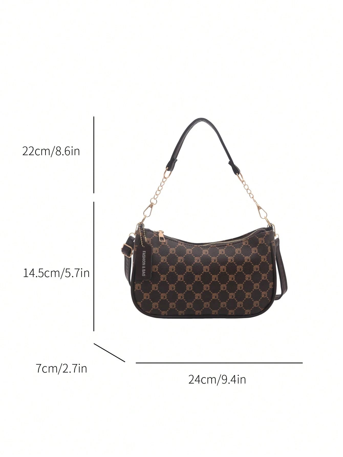 Vintage Plaid Print Chain Underarm Bag, Women's Minimalist Compact Shoulder Bag For Daily Commute