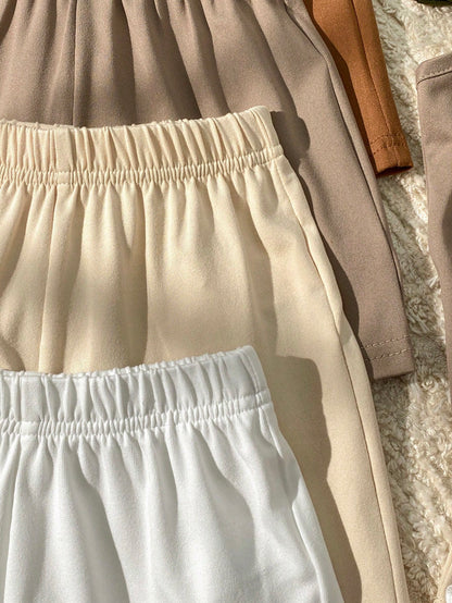 Vintaside Kids 10pcs Unisex Baby Boy Summer Outfits Set White Casual Family Matching Toddler Infant Round Neck Top With Matching Loose Shorts Minimalist Style