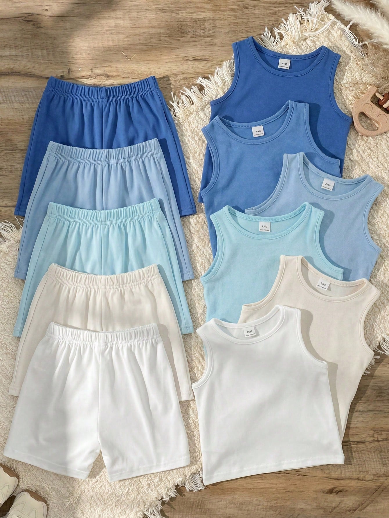 Vintaside Kids 10pcs Unisex Baby Boy Summer Outfits Set White Casual Family Matching Toddler Infant Round Neck Top With Matching Loose Shorts Minimalist Style