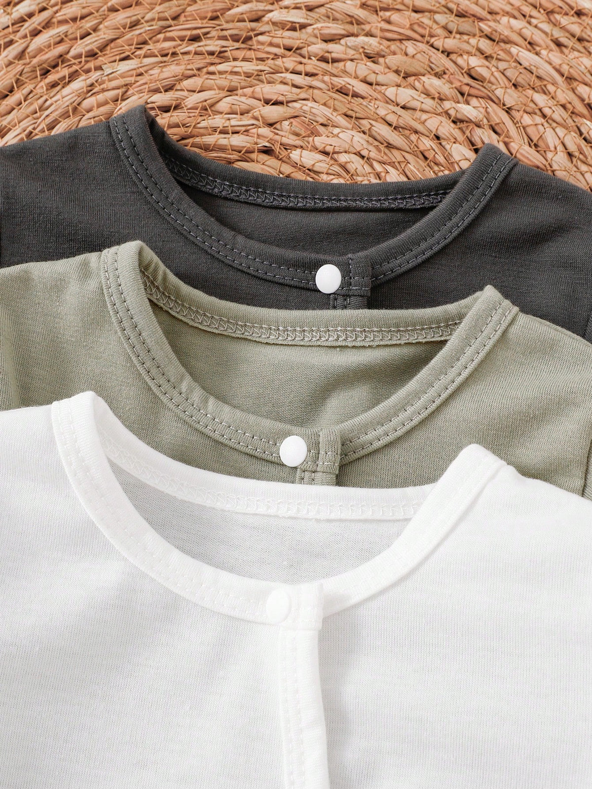 Vintaside Kids 3pcs Newborn Baby Romper Set, Long Sleeve Footed Crawler Suit, Home Wear Work For Baby Boys And Girls Olive Green Light Grey White Autumn Western 2016
