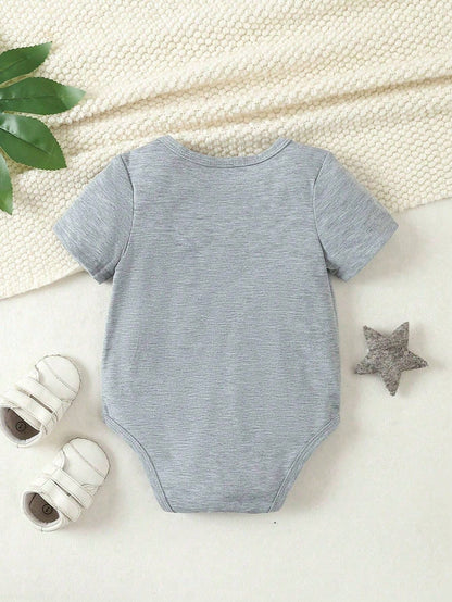 Vintaside Kids Baby Boy Summer Casual Cute Cartoon Peanut Ombre Foil Print Letter Slogan Bodysuit Nursery Black