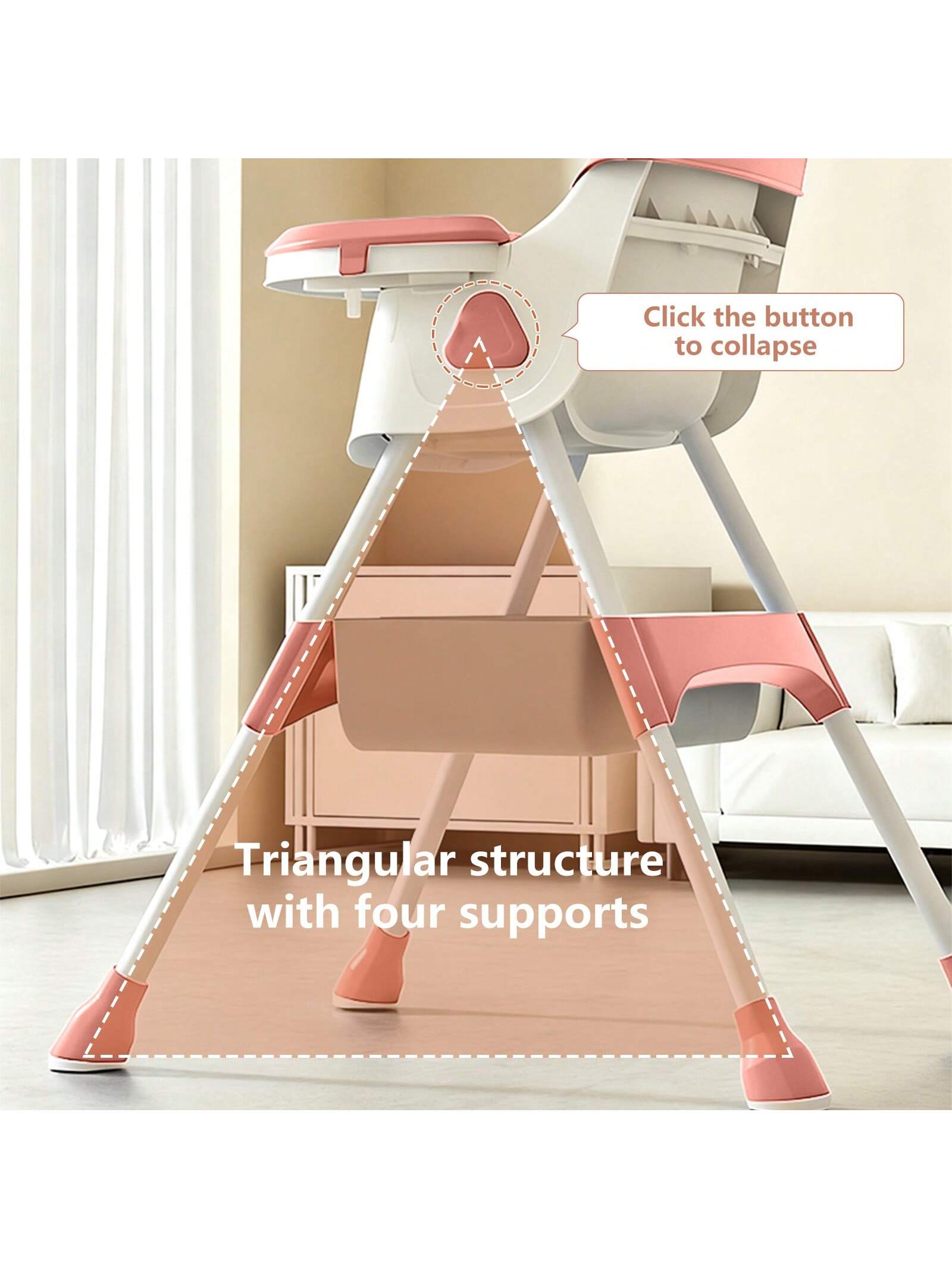 Virplik 5-In-1 Foldable Baby High Chair With Adjustable Recline, Footrest, PU Cushion & Double Tray, Locking Wheels-Ideal Christmas Gift For Babies, Toddlers