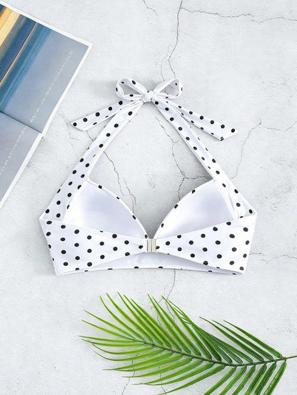 Voyashape Women's Summer Beach Polka Dot Print Sexy Halter Bikini Top