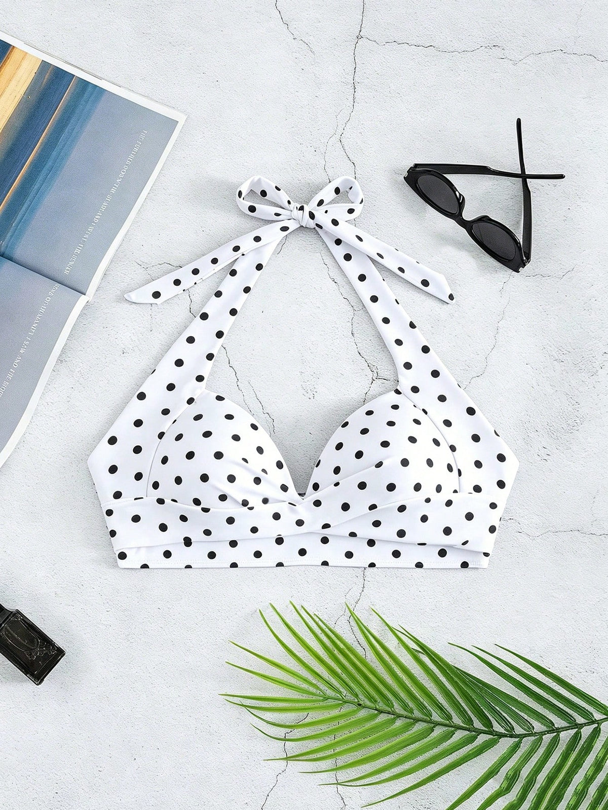 Voyashape Women's Summer Beach Polka Dot Print Sexy Halter Bikini Top