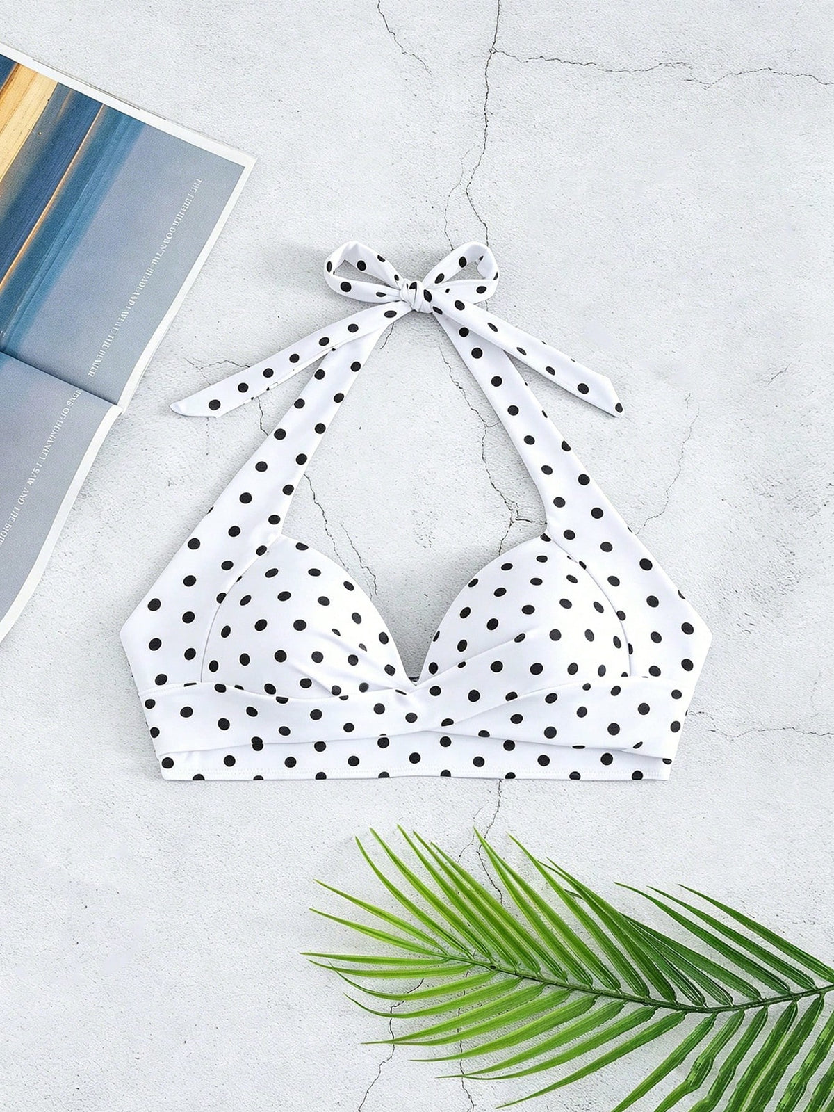 Voyashape Women's Summer Beach Polka Dot Print Sexy Halter Bikini Top