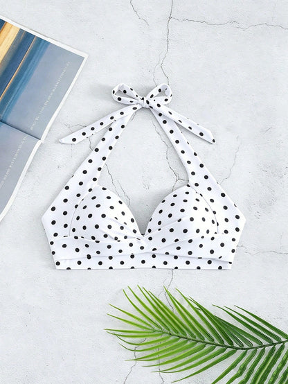 Voyashape Women's Summer Beach Polka Dot Print Sexy Halter Bikini Top
