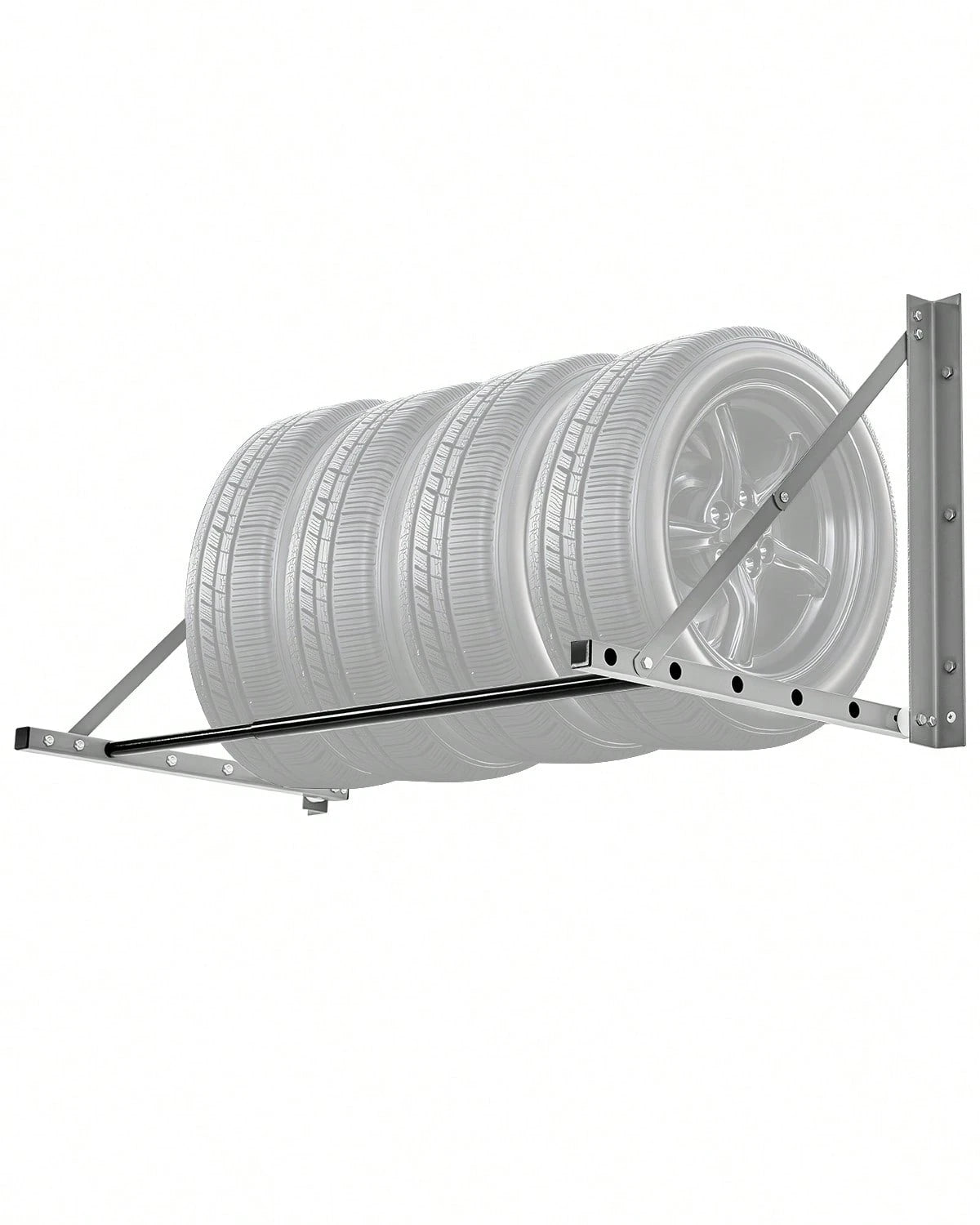 Wall Mounted Folding Tire Rack, 32"- 48" Adjustable Tire Rack, Q235 Heavy-Duty Steel Tire Storage Rack For R14-R20 Inch Standard Tires, Max 300lbs Load Capacity For Garage Workshop Repair Shop