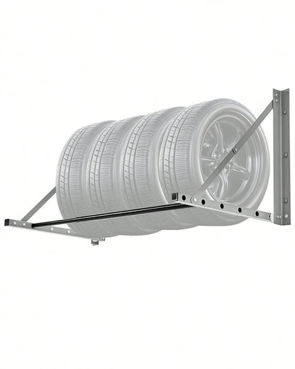 Wall Mounted Folding Tire Rack, 32"- 48" Adjustable Tire Rack, Q235 Heavy-Duty Steel Tire Storage Rack For R14-R20 Inch Standard Tires, Max 300lbs Load Capacity For Garage Workshop Repair Shop