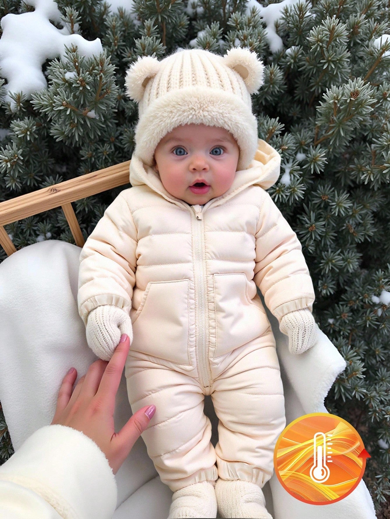 Warm Clothes Baby Girls' Casual Cute Thermal Lined Hooded Zipper Front Long Sleeve Jumpsuit, Winter Baby Winter Jumpsuit Newborn Winter Clothes Fall