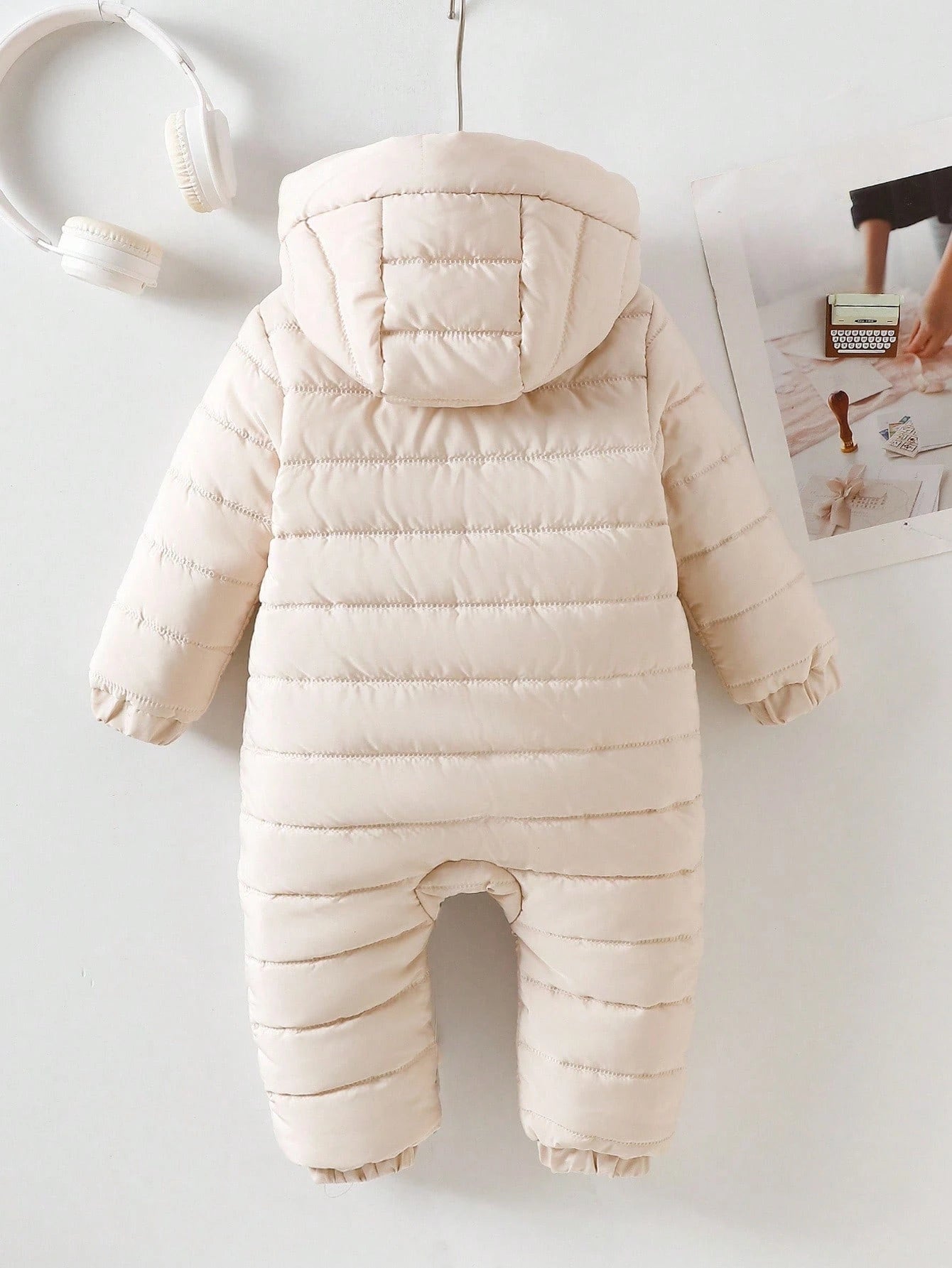 Warm Clothes Baby Girls' Casual Cute Thermal Lined Hooded Zipper Front Long Sleeve Jumpsuit, Winter Baby Winter Jumpsuit Newborn Winter Clothes Fall