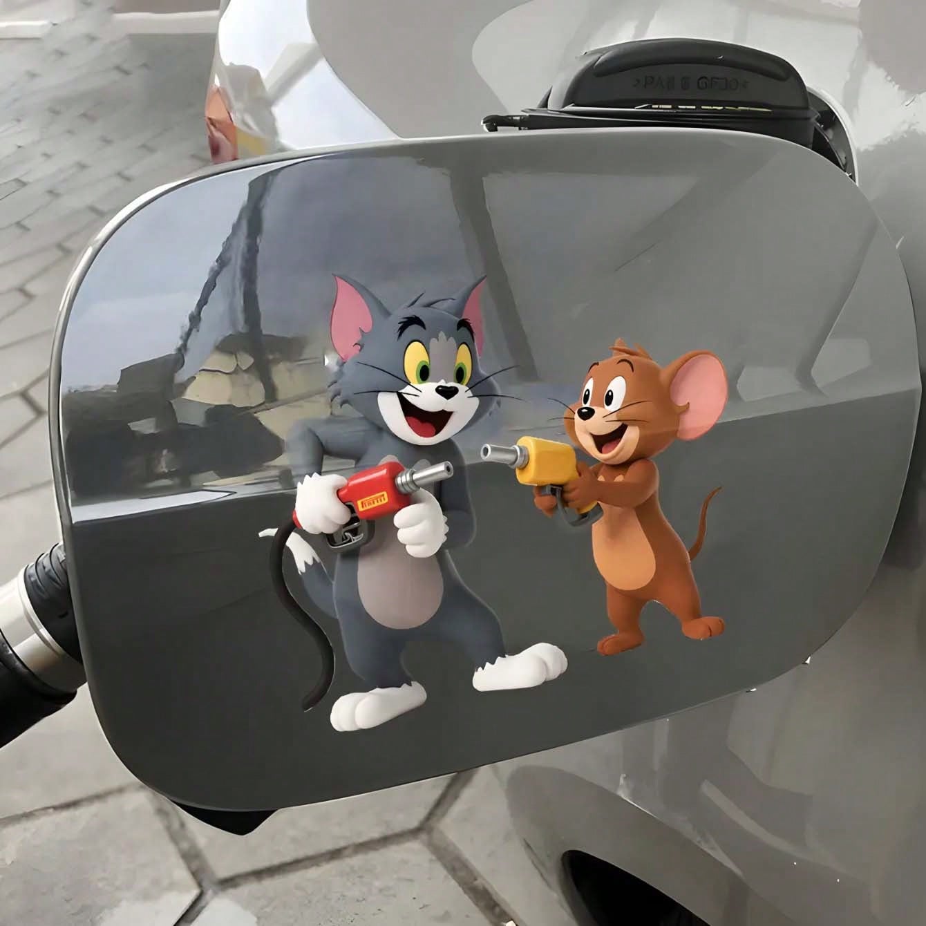 Warner Bros 1pc Cartoon Jerry Mouse Car Exterior Sticker, Gas Tank Sticker, Sun Shade, Anti-Scratch Car Exterior Accessory