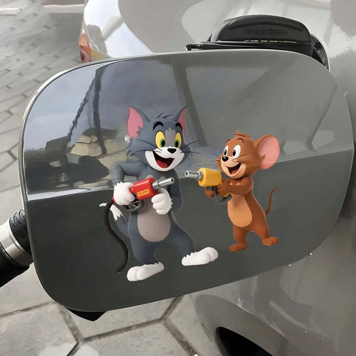 Warner Bros 1pc Cartoon Jerry Mouse Car Exterior Sticker, Gas Tank Sticker, Sun Shade, Anti-Scratch Car Exterior Accessory