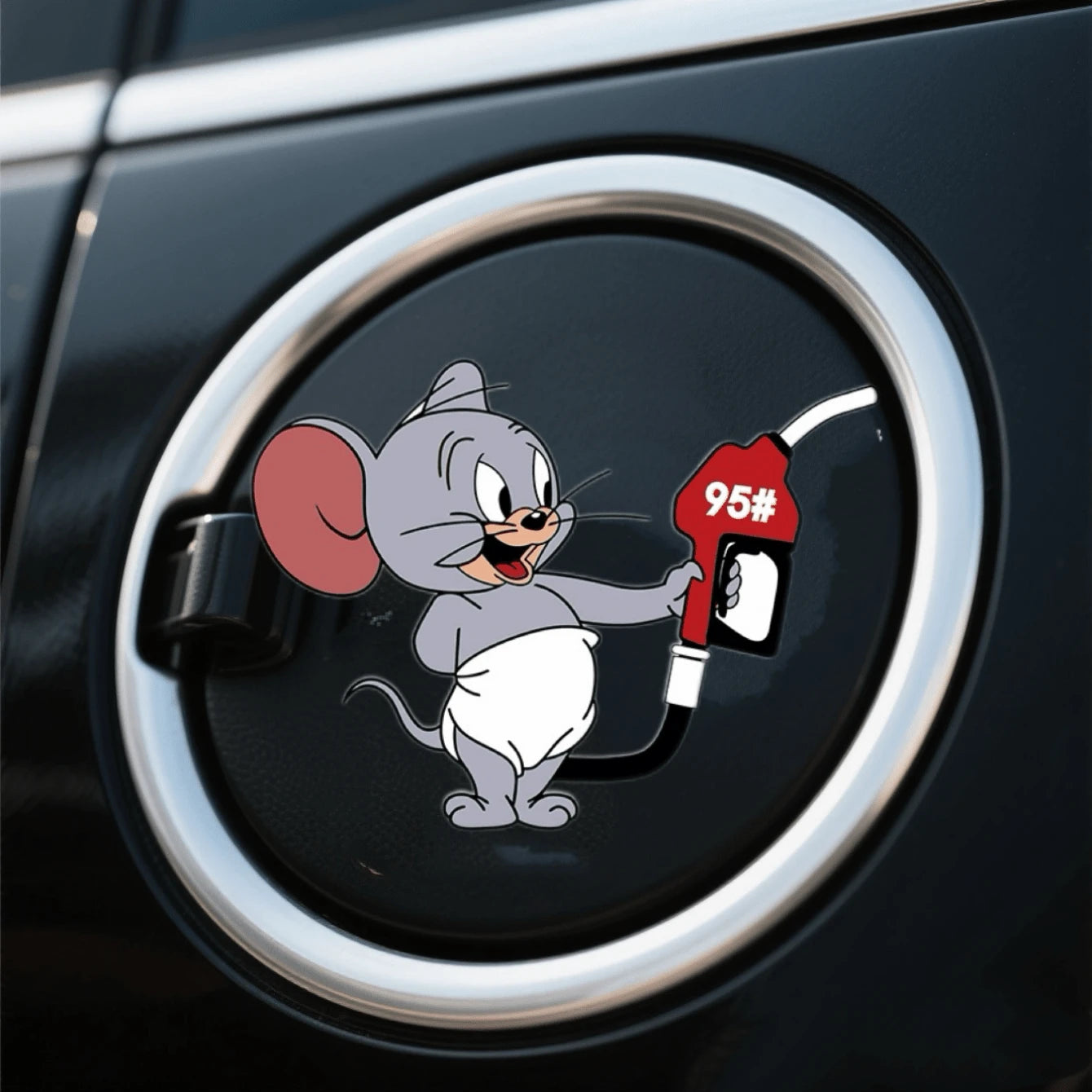Warner Bros 1pc Cartoon Jerry Mouse Car Exterior Sticker, Gas Tank Sticker, Sun Shade, Anti-Scratch Car Exterior Accessory