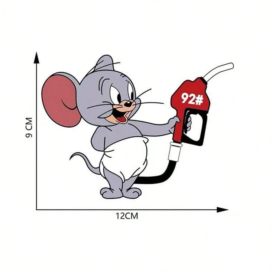 Warner Bros 1pc Cartoon Jerry Mouse Car Exterior Sticker, Gas Tank Sticker, Sun Shade, Anti-Scratch Car Exterior Accessory