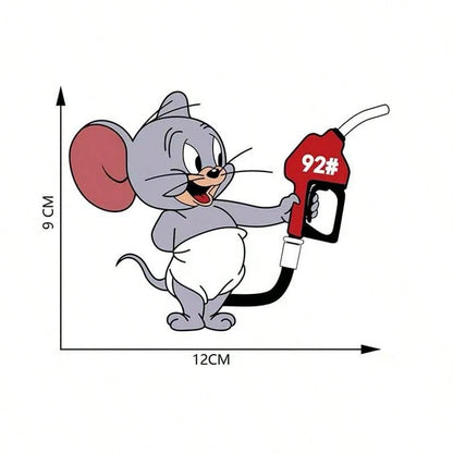 Warner Bros 1pc Cartoon Jerry Mouse Car Exterior Sticker, Gas Tank Sticker, Sun Shade, Anti-Scratch Car Exterior Accessory